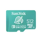 SanDisk and Nintendo Cobranded microSDXC, SQXAO, 512GB, U3, C10, UHS-1, 100MB/s R, 90MB/s W, 3x5, Lifetime Limited