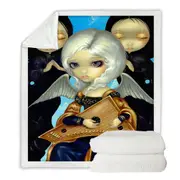 Dark Art Angel with a Psaltery Throw Blanket