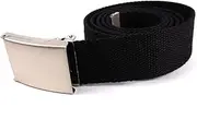 [WedDecor] Unisex Webbing Belt Fits 26-51 Inches Army Combat Style Cotton Fabric Canvas Material With Shiny Silver Buckle Slide Catch Clamp For Casual Wear -Biege