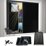 [KEOHOLI] 2PCS Blackout Blinds Curtains Shade 118"x57" for Bedroom Windows Portable DIY Black Blinds with Stickers for Bedroom Nursery RV Travel Windows Blackout
