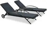 Patio Recliner Lounge Sun Loungers Anthracite - Outdoor Reclining Chair for Lawn, Beach, Camping, with Folding Table & Cushions 188 Characters