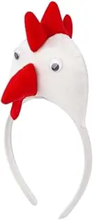 Rooster Hat, White Chicken Helmet Decorations Headband for Women Men, for Cosplay