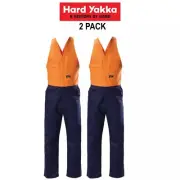 Hard Yakka 2 Pack Hi-Vis Drill Action Back Work Overall Phone Utility Y01526