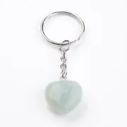 Amazonite Crystal Gemstone Puff Heart Key Chain - Finance, Expression, Balance and Inspiration - Crystal Healing
