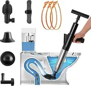 KAPEICamper Toilet Plunger, Stainless Steel Toilet Clog Remover, High Pressure Drain Blaster, Manual Drain Clog Remover with Visual Barometer for Toilets, Bathroom, Sink, Clogged Pipe, Floor Drain