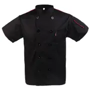 Black Unisex Mesh Sleeve Chef Coat Jacket Restaurant Hotel Cook Short Uniform