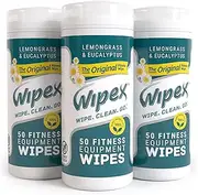 Original Fitness Equipment Wipes - Natural Plant Based Gym Wipes, Clean Surfaces at Home or Gym, Use as a Yoga Mat Cleaner, Peloton Cleaners - Lemongrass & Vinegar, 50 Count (Pack of 3)