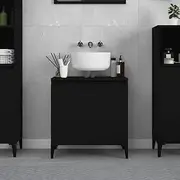 Bathroom Under Sink Cabinet, Bathroom Vanity Base Unit Storage Floor Cabinet Sink Cabinet Black 58x33x60 cm Engineered Wood