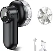 Rechargeable Fabric Shaver with a Spare Blades, Lint Remover Electric,Portable Sweater Defuzzer with LED Display,3 Speeds, Remove Pilling for Clothes, Furniture, Sweater, Couch, Blanket