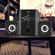 Mini USB Speakers, Multimedia Mini USB 2.1 Wired Combination Speakers Bass Music Player Subwoofer,Speakers with 3.5mm USB Power for Laptop Desktop PC Computer (Black)