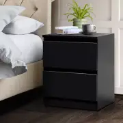 Bedside Tables Two Drawers Side Table Bedroom Furniture Nightstand Black Lamp