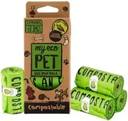 MyEco Pet Compostable Dog Waste Bags, 4 Rolls, Green