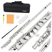 Closed Hole C Flute 16-key Nickel-plated Flutes, for Beginners, Kids,