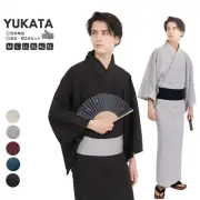 Japanese Yoryu Yukata with Easy-to-Wear Obi (One-Touch Obi) Set For Men M-5L