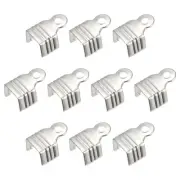 400Pcs Fold Over Cord Ends, 8x11mm Terminators Crimp End Tips Silver Tone