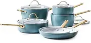 [GreenPan] Padova Healthy Ceramic Nonstick 10pc Cookware Pots and Pans Set, Induction Safe, Smokey Blue