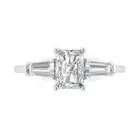 2.0 ct Emerald 3 stone Lab created Sapphire Bridal Wedding Ring 14k White Gold