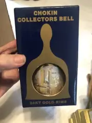 Vtg Dynasty Chokin NIB NY Twin Towers Statue of Liberty 24 KT Gold Edge BELL