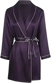 [Generic] Luxury 19MM 100% Mulberry Silk Bathrobe - Women's Mini Bridal Robe, Elegant Nightwear For Wedding Honeymoon