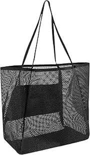 Bag for Beach | Large Beach Mesh Bag | Sport Gears Storage Breathable Carrier Foldable for Gym Picnic Commuting Sunglasses Towels Phone