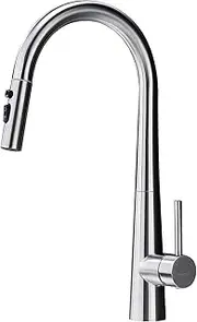 Decaura Lead-Free Pull Down Kitchen Mixer Taps High-arc 3-Mode Metal Pull-Out Sprayer Laundry Mixer Tap 360° Swivel Sink Faucet (Brushed Nickel)
