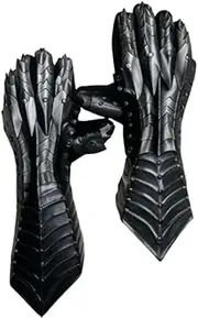 [Generic] Medieval Black Nazgul Armor Gauntlets Mild Steel Black Riders Armor Gloves Crusader LARP Witch King Gauntlets Pair Replica Adult Size Costume (Black, Nazgul)