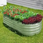 Livsip Raised Garden Bed Galvanised Garden Bed 160X80X42CM, Green