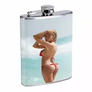 French Women D1 Flask 8oz Stainless Steel Hip Drinking Whiskey