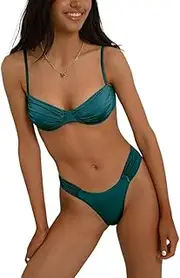 [Generic] Women's Bikini Sets Two Piece Swimsuit Spaghetti Straps Bathing Suit High Waisted Bikini Adjustable Swim Suit