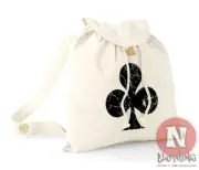 Clubs backpack playing card beach holiday school college organic cotton day bag