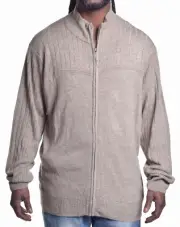 Geoffrey Beene Mens Beige Super Soft Acrylic 1/4 Zip Knit Sweater XL $75