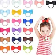 Itadaku 20 Pcs Baby Girls Bow Hair Ties, Mini Ribbon Hair Bands, Elastic Hair Accessories, Cute Boutique Hair Bobbles for Toddlers Children, & Girls