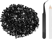 uxcell 1500pcs Flatback Rhinestones Resin, SS30 6mm Resin Rhinestones Bulk Round Shine Gems with Pickup Tools for DIY Nail Art Tumblers Mugs Clothes, Black