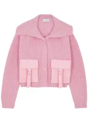 Blumarine Ribbed Wool Cardigan - Pink - S S