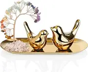 ZenBless Crystals Tree,Small Birds Statue,7 Chakra Healing Crystals Stones Tree Storage Tray Yoga Meditation Zen Room Office Home Decor Set Figurine Ornament Decoration Feng Shui Wealth Luck