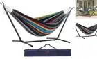 Double Cotton Hammock with Space Saving Steel Stand, Upgraded Polyester End