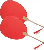 [FOMIYES] 2pcs Ancient Fan Fold Fan Chinese Hand Fans Japanese Decor Japandi Decor Blank Silk Fan Wedding Props Handheld Fan White Decor Chinese Fan Material Child Japanese-Style Red Paper