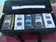 5 NEW GUITAR PEDALS IN BOXES WITH TOURTEK PEDAL CASE AC ADAPTER AND CORDS