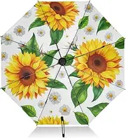 [RPLIFE] Windproof Travel Umbrella, Folding Umbrella, Auto Open Close, Backpack Purse Portable, Ideal for Women, Watercolor Style Sunflowers