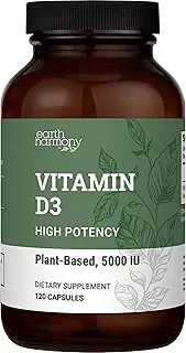 Vegan Vitamin D3 5000 IU Supplement with Lichen - Pure, High Potency Vitamin D Supplements for Immune Health & Strong Bones Support, 60 Capsules (2-Month Supply)