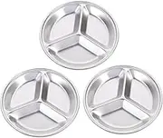 HOMOBABE 3Pcs Stainless Steel Divided Condiment Plates Round Sauce Dishes for Seasoning Spices and Appetizers for Home Restaurants and Catering