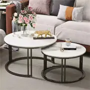 COMFEYA 2 Pack Marble Nesting Coffee Table Set