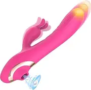 LONZYON Vibrator Thrusting Dildo for Women G Spot Vibrator Clitoral Stimulator Sex Toys Thrusting Vibrator with 10 Vibration 10 Thrusting 10 Sucking, Rabbit Vibrators Adult Sex Toy for Women and Couple (Pink)