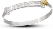 DV Dolce Valentina Daddy's Little Girl Bangle, Sterling Silver Bracelet from Dad for Little Princess, Expandable Bangle with Gold Plated Heart 0-2yrs