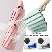 12 Ribs 3 Folding Automatic Umbrella Anti-UV Parasol Sunshade Rain Umbrella