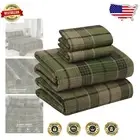Breathable 4-Piece Flannel Sheet Set for California King Beds - DNA Plaid Design