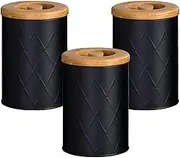 3PCS Tea Coffee Sugar Canisters Set, Round Containers with Lids for Storing Food, Candy, Biscuit, Spices