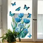 Glass Stickers Glass Electrostatic Sticker Blue Tulip Light Brightness
