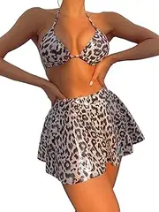 YAUASOPA Women's Festival Rave Outfits Metallic Bikini Sets Thong Bathing Suit Beach Skirt 3 Piece Triangle Swimsuits