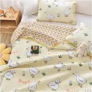 3 Pieces Quilt Set Plant Animal Geometric Floral Pattern Quilt Coverlet Cotton Bedspread with 2 Pillow Shams Lightweight Bedding Quilt Set for Adults Children (Color : Duck, Size : 150x200cm-59x78 i